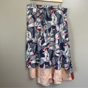 Kariza Wrap Skirt dress two layers silk blend colorful art to wear